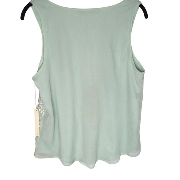 Fairy LC Lauren Conrad Tank Top Women Medium Mint Green Sequin Floral Scoop Neck - Picture 15 of 16